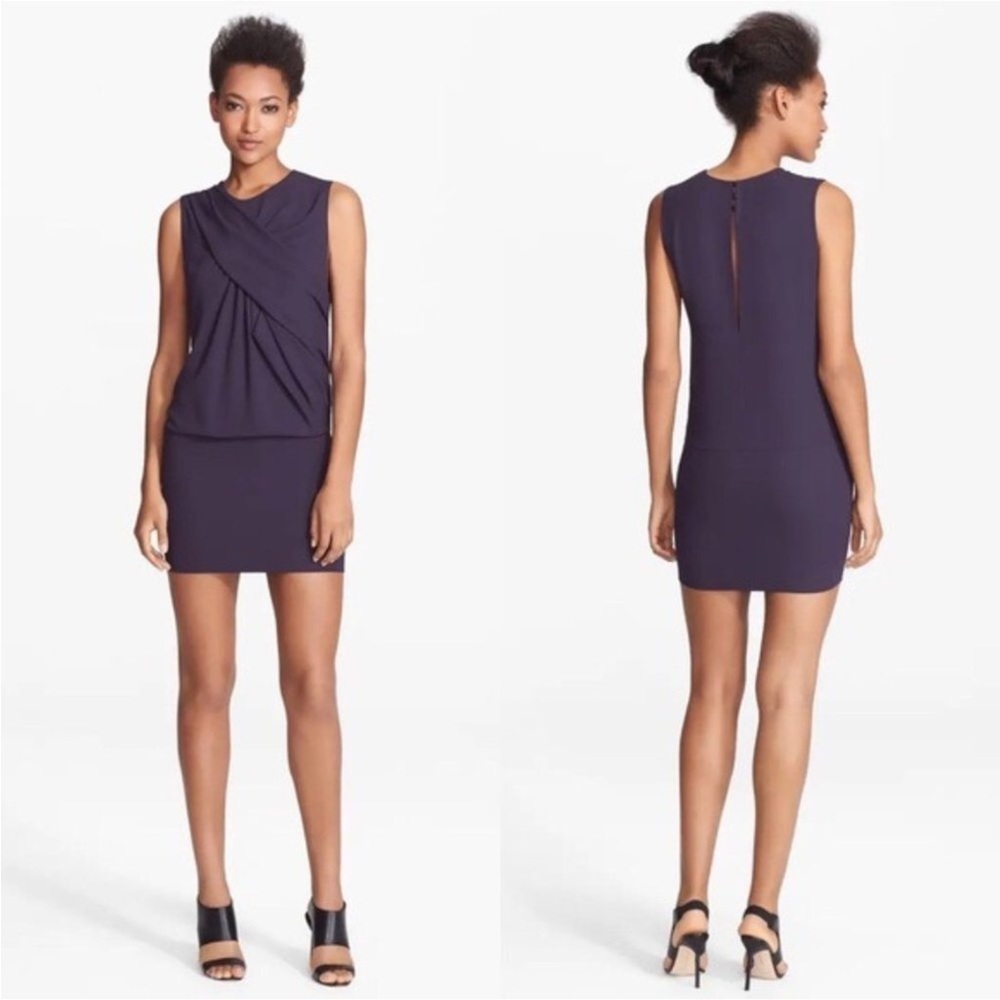 IRO Bredy Drape Front Dress Navy Blue EU40 US8